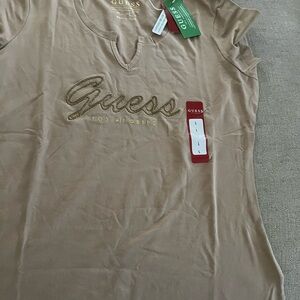 Guess Women's Beige Short Sleeve Tee